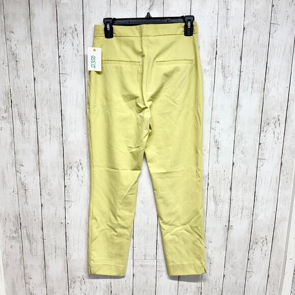 Zara Pants Women Size 2 Pale Matte Yellow Tapered Straight Pants Zip Fly Pockets - Picture 6 of 6